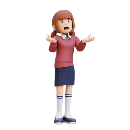 Young Girl Crying Feeling Very Depressed Shouting Loud  3D Illustration