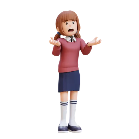 Young Girl Crying Feeling Very Depressed Shouting Loud  3D Illustration