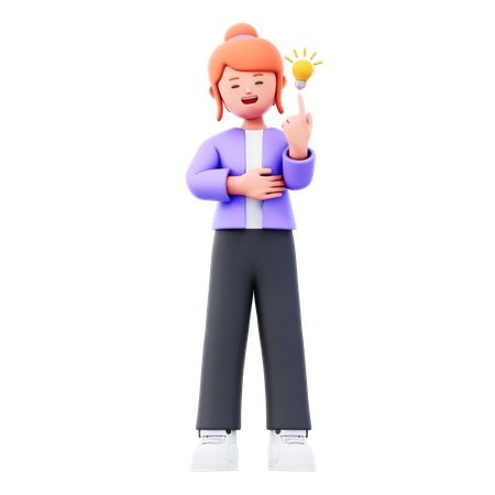 Young girl getting idea  3D Icon