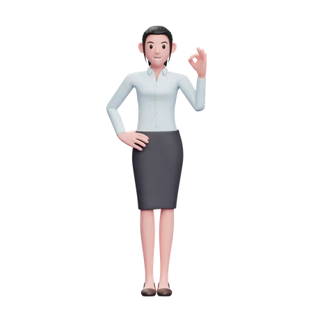 Young Girl Give Appreciation With Finger 3 D Render Business Woman Character Illustration 3D Illustration