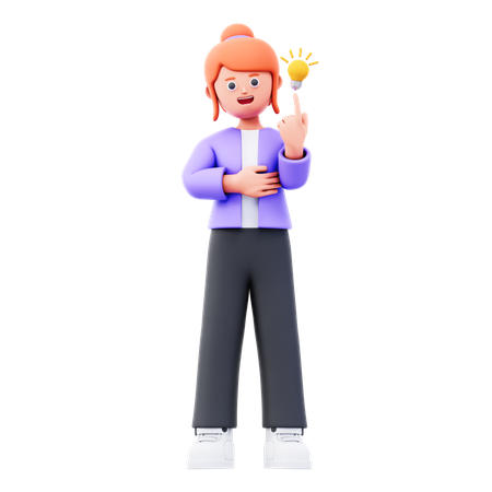 Young girl having idea  3D Icon