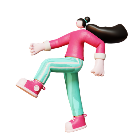 Young girl in walking pose  3D Icon