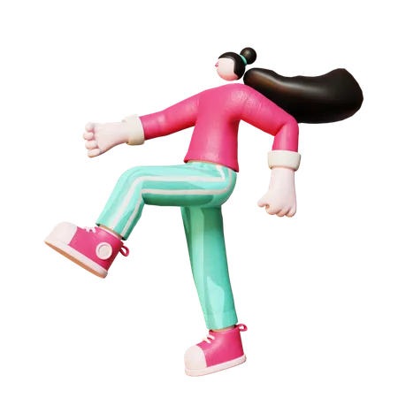 Young girl in walking pose 3D Illustration