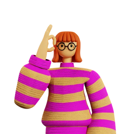 Young girl showing okay sign  3D Illustration