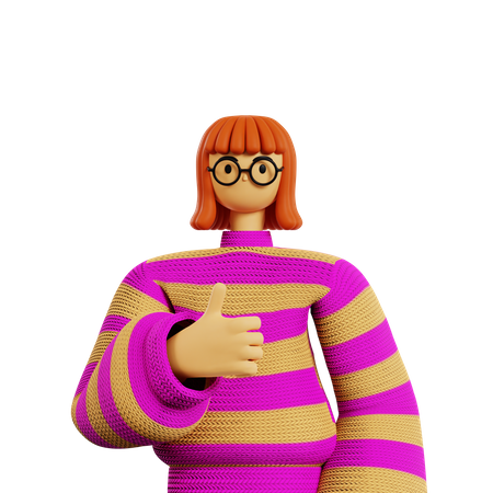 Young girl Showing thumbs up pose  3D Illustration