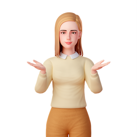 Young girl Shrugging Her Shoulders  3D Icon