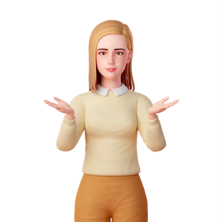 Young girl Shrugging Her Shoulders  3D Illustration