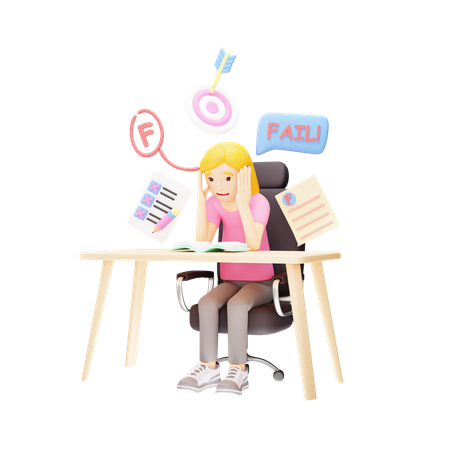 Young girl who is disappointed due to target failure  3D Icon