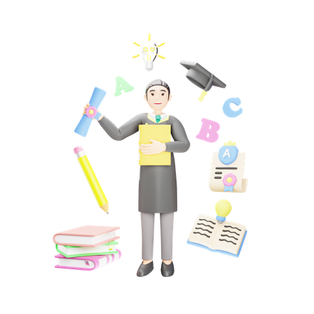 Young girl who is happy with her achievements  3D Icon