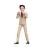 3d businessman with fight pose logo