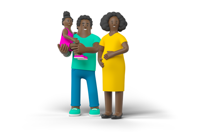 Young Happy Family  3D Icon
