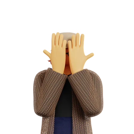 Young lady covering covering face using hands  3D Illustration