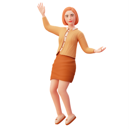 Young lady do funky dance pose  3D Illustration