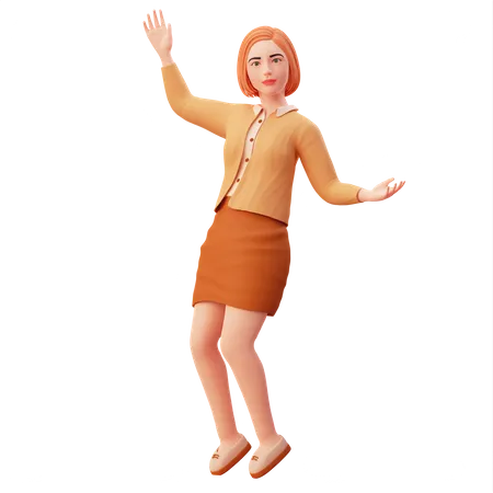 Young lady do funky dance pose  3D Illustration