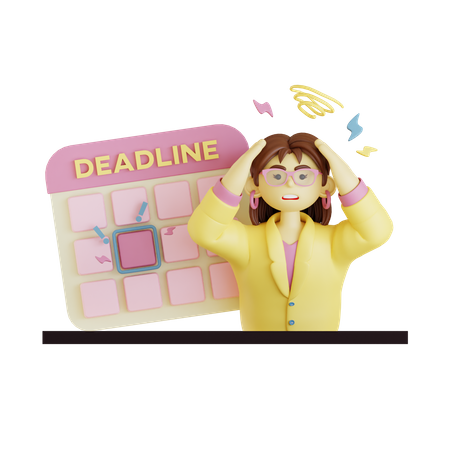 Young lady feeling panic for work deadline  3D Illustration