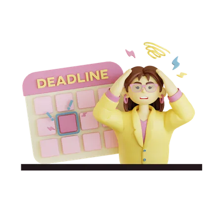 Young lady feeling panic for work deadline  3D Illustration