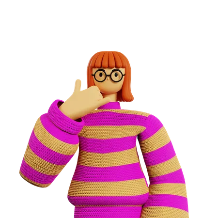Young lady giving picking up the phone pose 3D Illustration