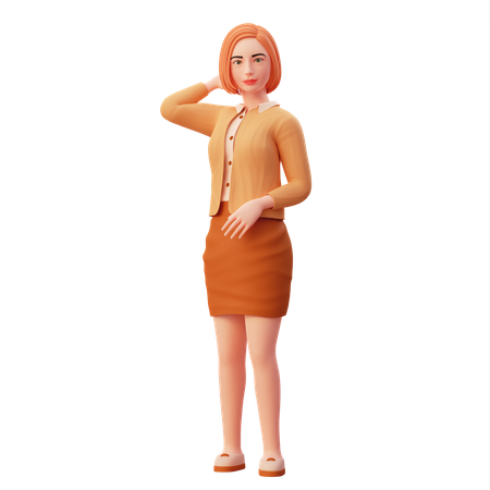 Young lady sweet posing during  photoshoot 3D Illustration