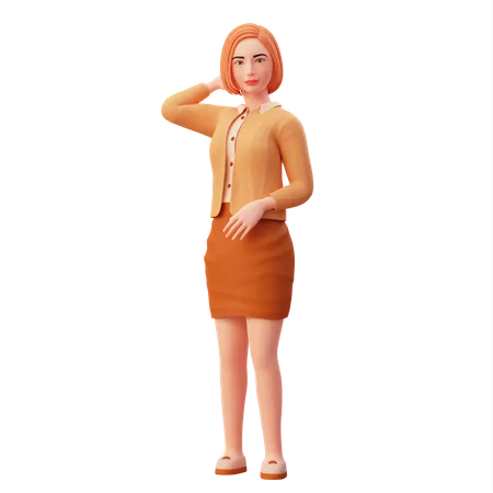 Young lady sweet posing during  photoshoot 3D Illustration