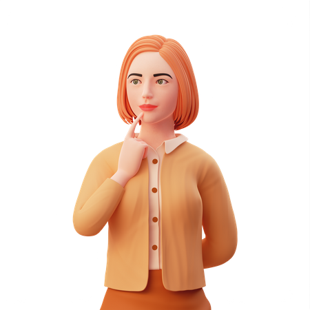 Young lady thinking something  3D Illustration