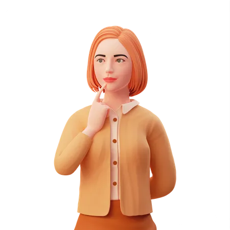 Young lady thinking something  3D Illustration