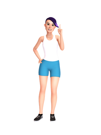 Young lady with idea 3D Illustration