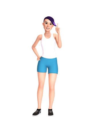 Young lady with idea  3D Illustration