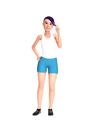 Young lady with idea  3D Illustration