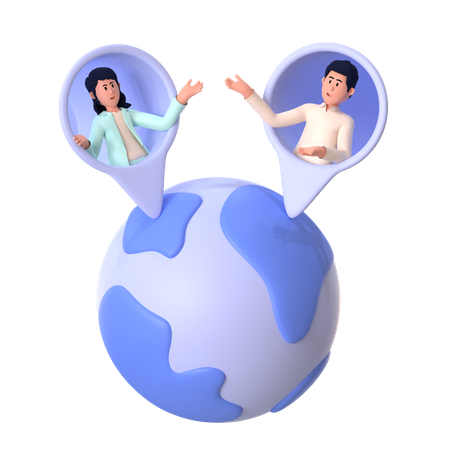 Young Man And Woman Networking  3D Illustration