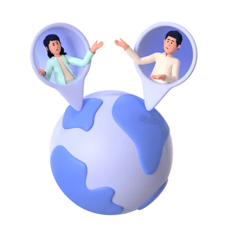 Young Man And Woman Networking  3D Illustration