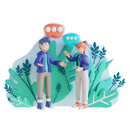Young man and woman talking  3D Illustration