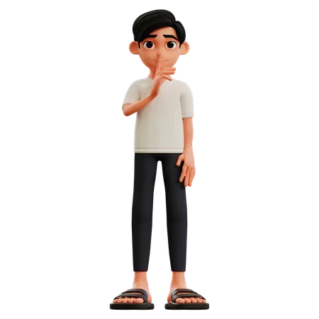 Young Man Asking Not To Be Noisy  3D Illustration