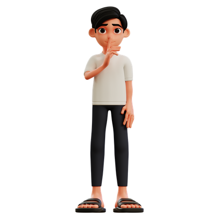 Young Man Asking Not To Be Noisy  3D Icon