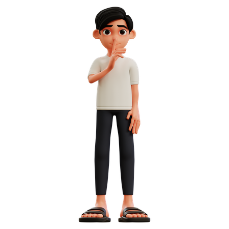 Young Man Asking Not To Be Noisy  3D Illustration