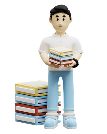 Young Man Bring Book  3D Icon
