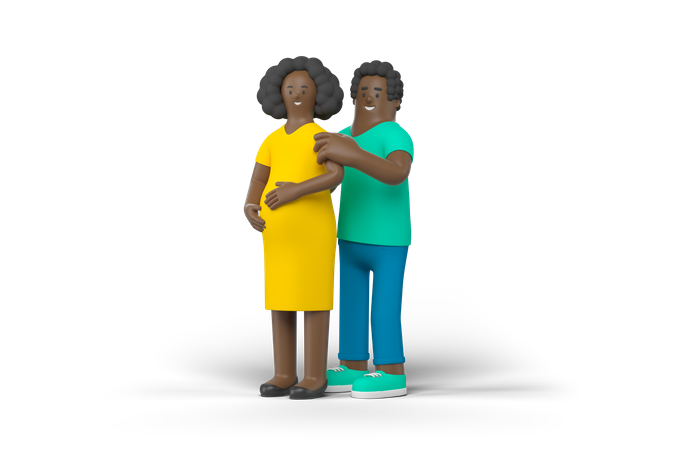 Young man caring his pregnant wife  3D Icon