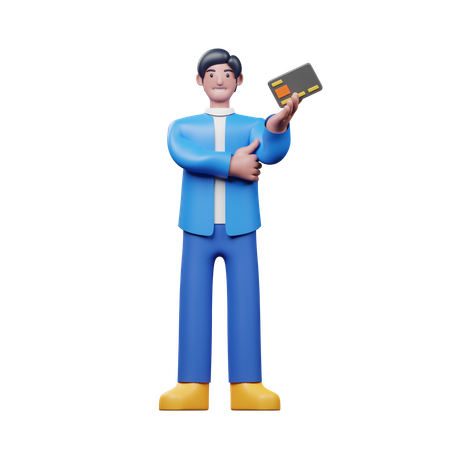 Young Man Carrying Credit Card  3D Illustration