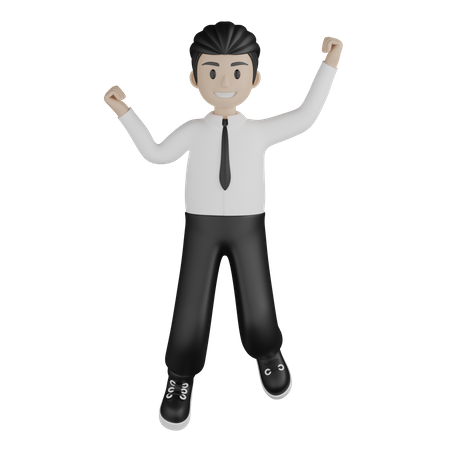 Young man celebrate success  3D Icon