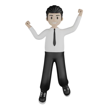 Young man celebrate success  3D Illustration