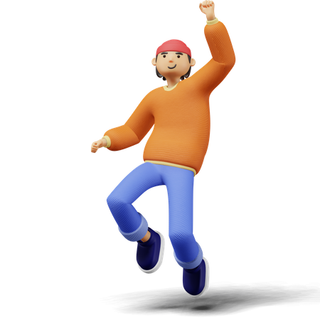 Young man celebrate victory  3D Illustration