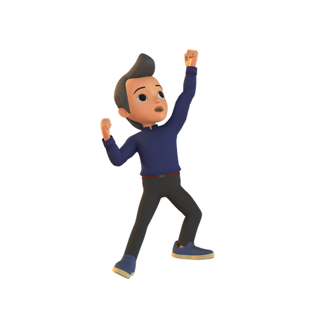 Young Man Celebrate Victory  3D Illustration