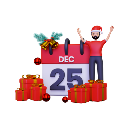 Young man celebrating Christmas  3D Illustration