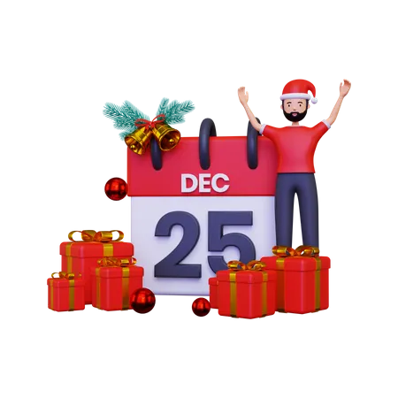 Young man celebrating Christmas  3D Illustration