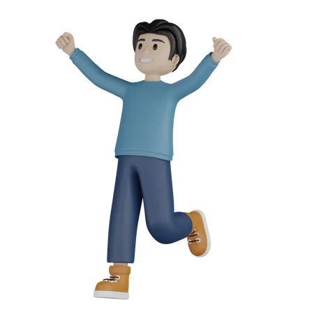 Young man cheerful feelings  3D Illustration