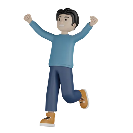 Young man cheerful feelings 3D Illustration