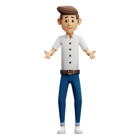 Young Man Confused  3D Illustration