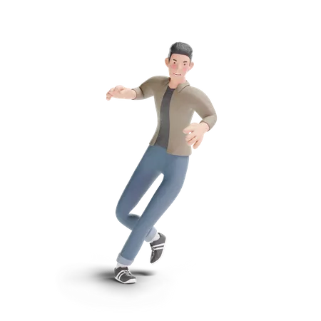 Young Man Dancing In Transparent Background 3 D Illustration 3D Logo