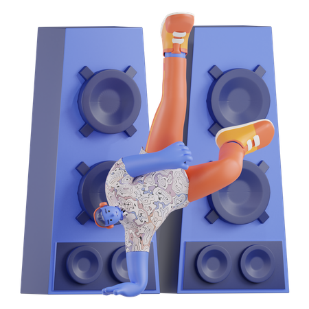 Young Man dancing using big sound  3D Icon