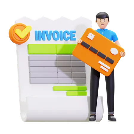 Young Man Doing Bill Payment With Credit Card  3D Illustration