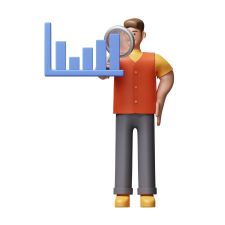 Young Man Doing Business Analysis  3D Icon
